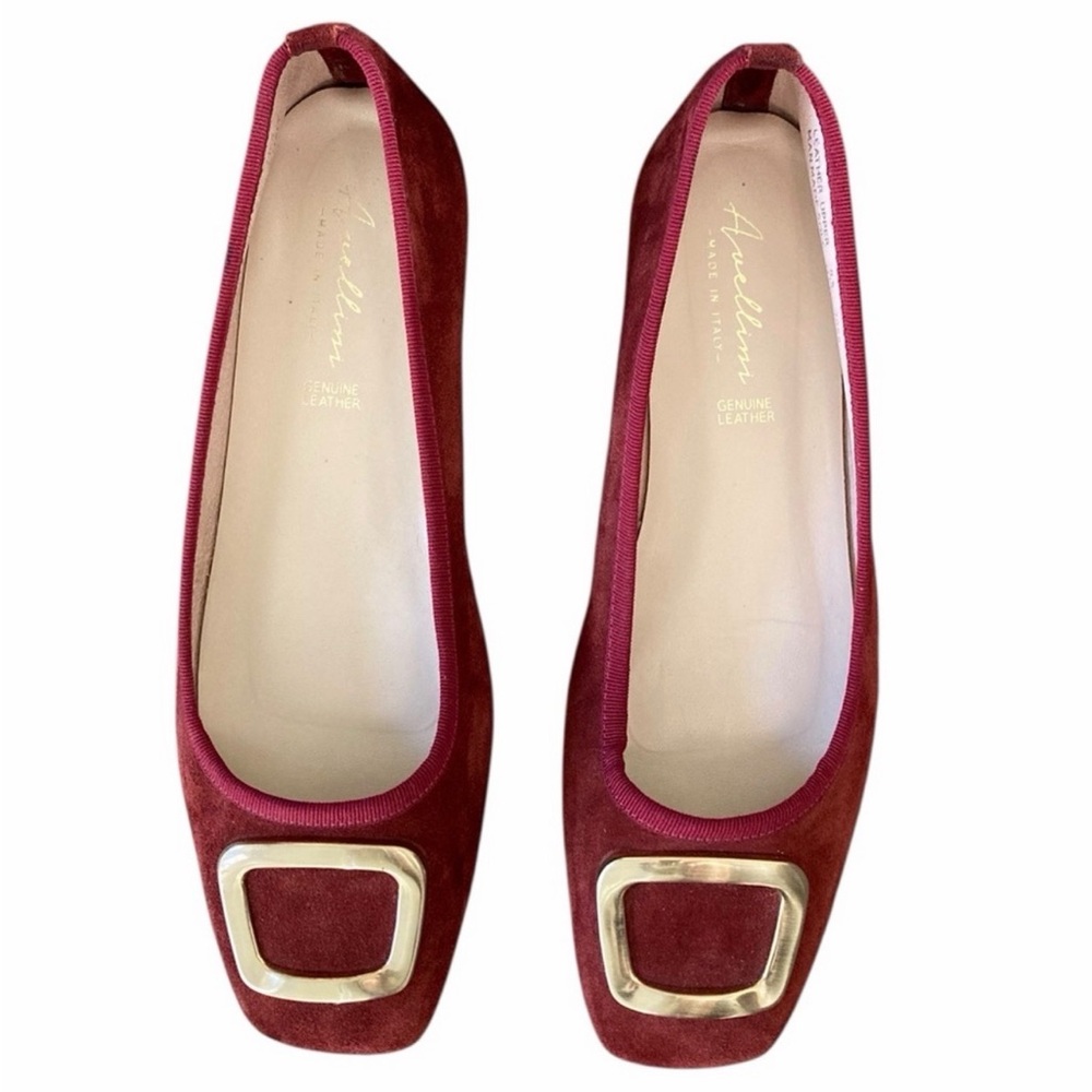 Avellini Burgundy Flats with Gold Buckle - Picture 10 of 10